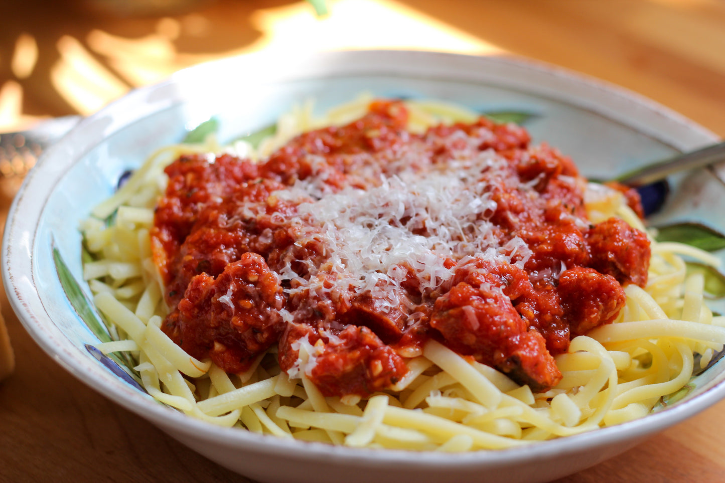 Bowl of Spicy Sausage Linguine